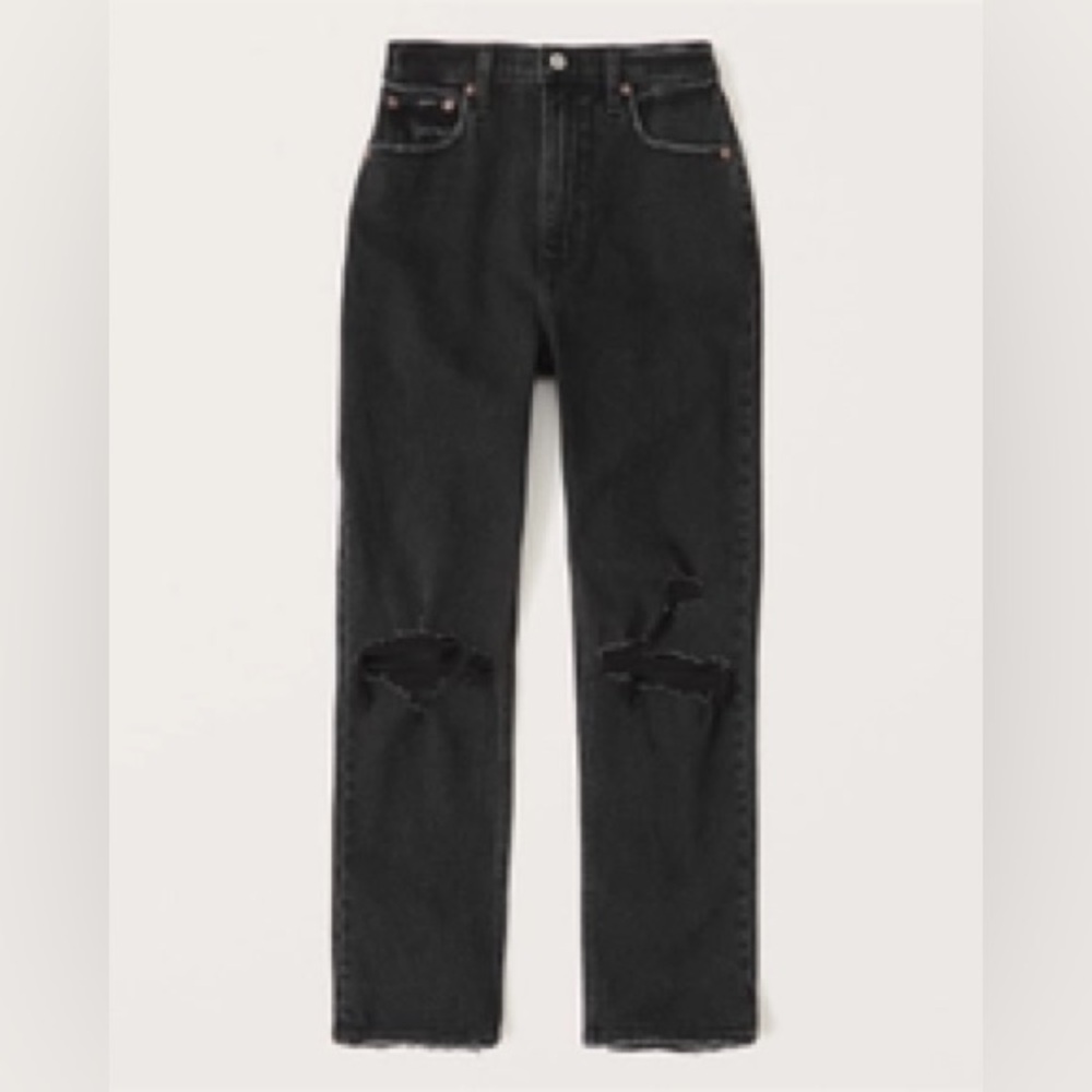 Abercrombie Black Ankle straight Ultra High Rise Jean